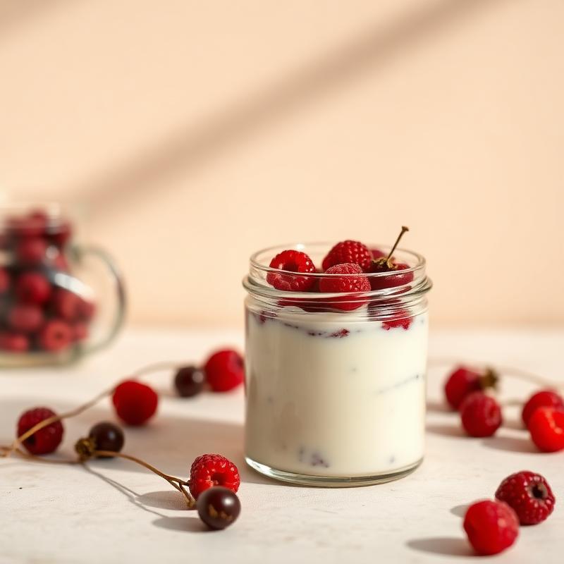 Pote de iogurte, chia e frutas vermelhas